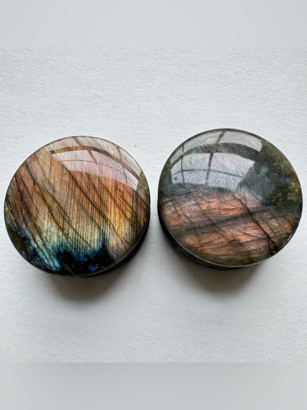 Labradorite Stone Saddle Plugs Size 25mm 1" Gauges Alternative Goth Body Jewelry